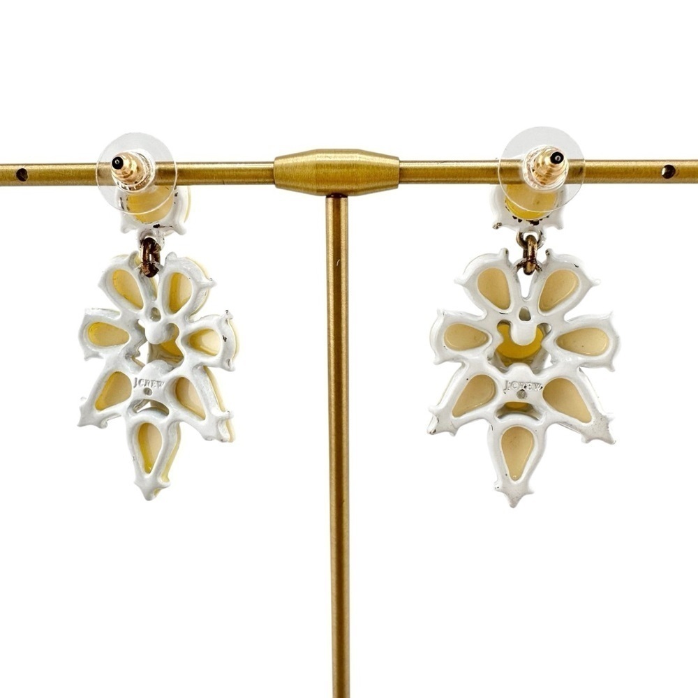 J Crew Earrings, Chunky Mod Style in Cream Ivory with White Enamel - Picture 5 of 8